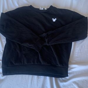 thin black sweatshirt with small mickey design